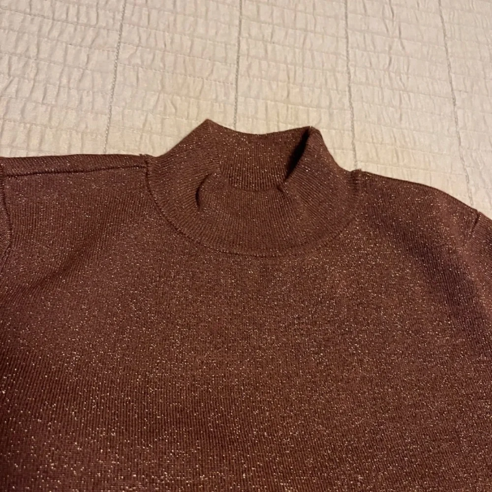 Copper Lurex Mock Neck Sweater/Size M